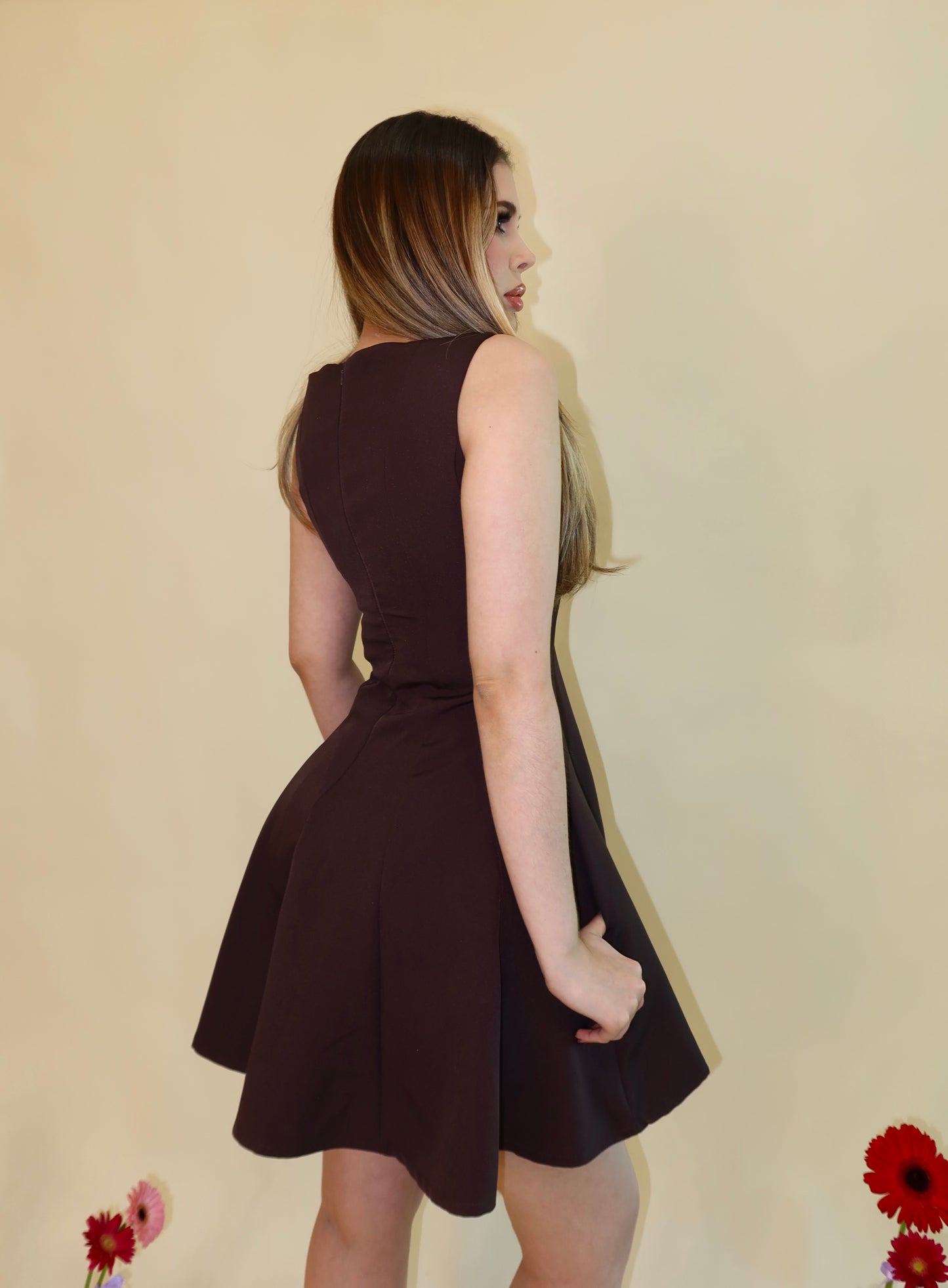 VESTIDO MINI KARLA CAFE