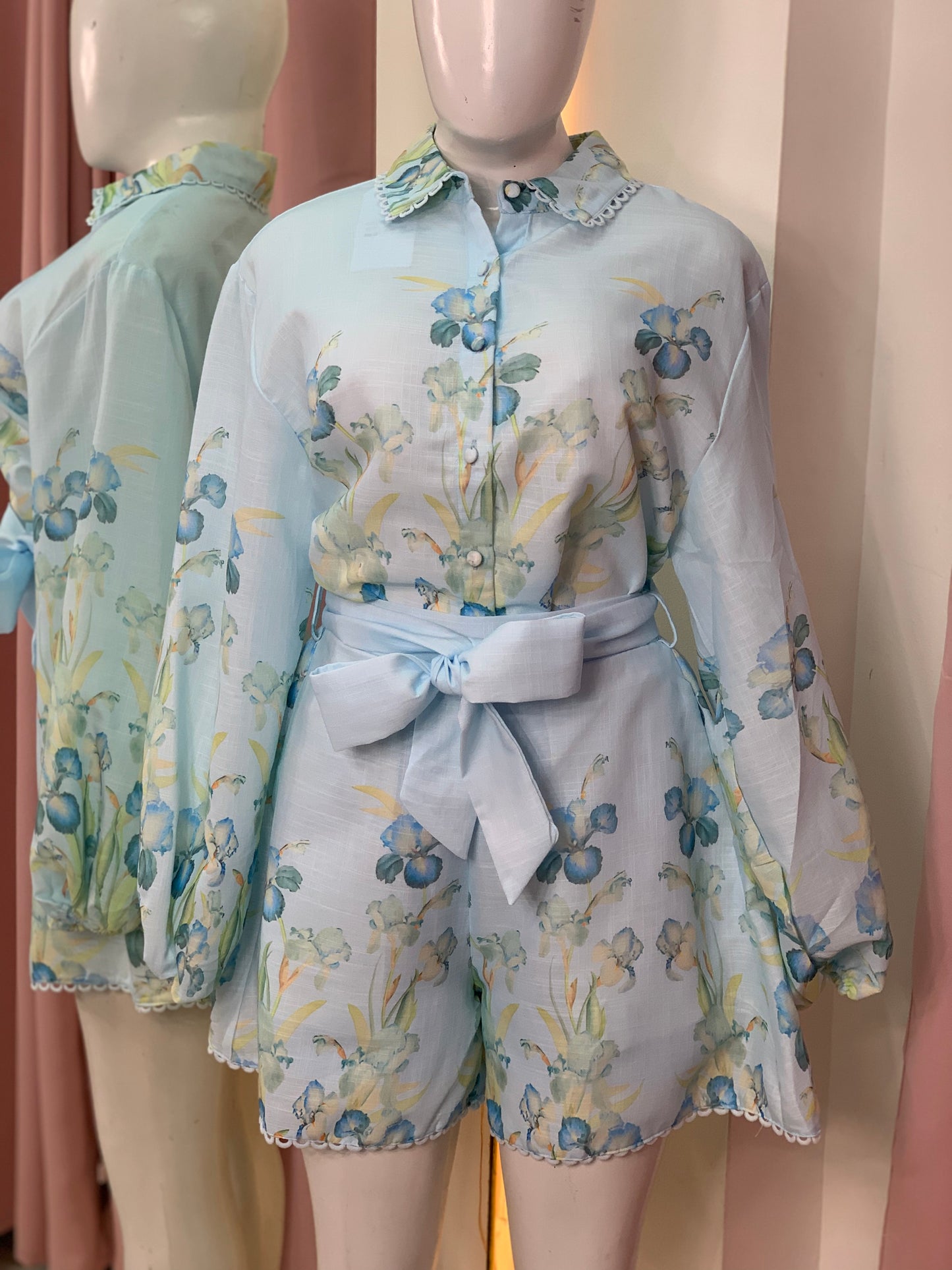 THE HARPER LINEN SET BABY BLUE