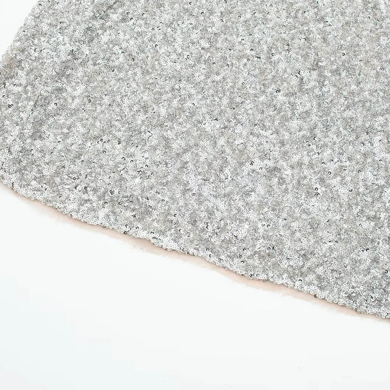 VESTIDO TIRANTE LENTEJUELA PLATA