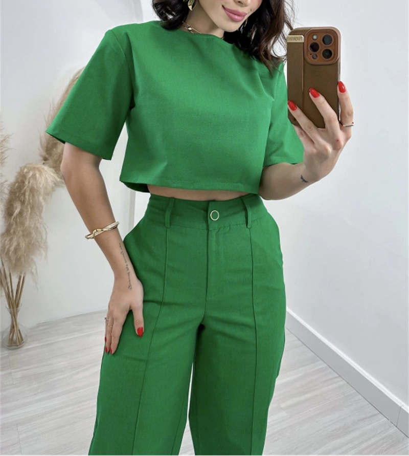 CONJUNTO VERDE BLUSA CORTA