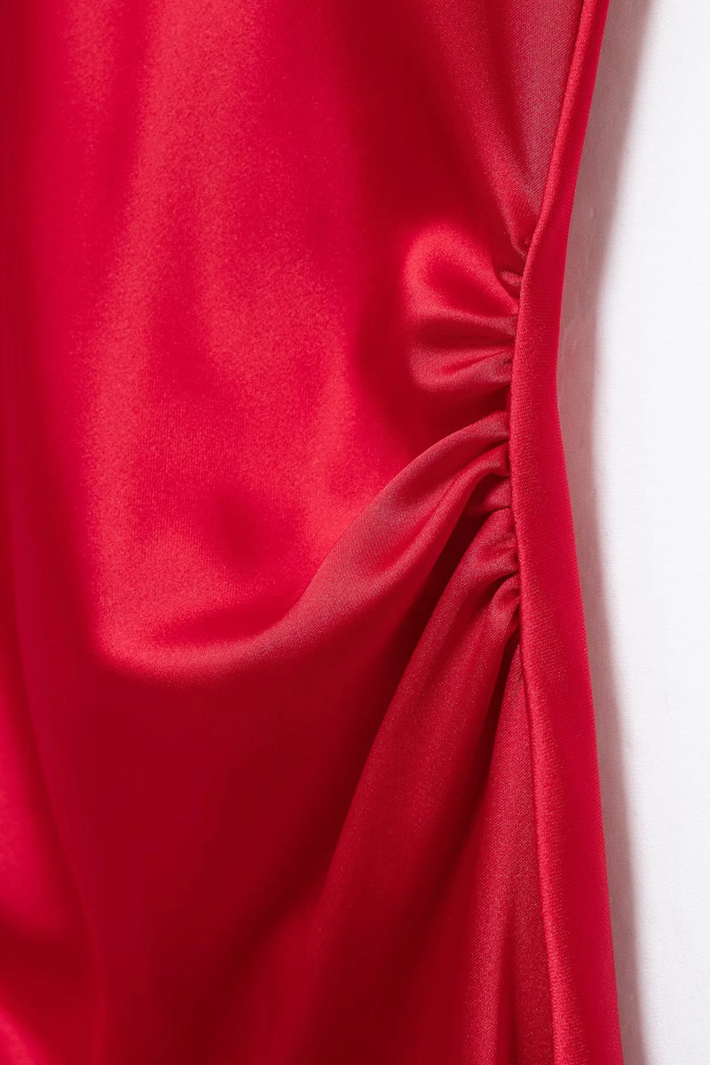 VESTIDO ROJO LARGO SATINADO