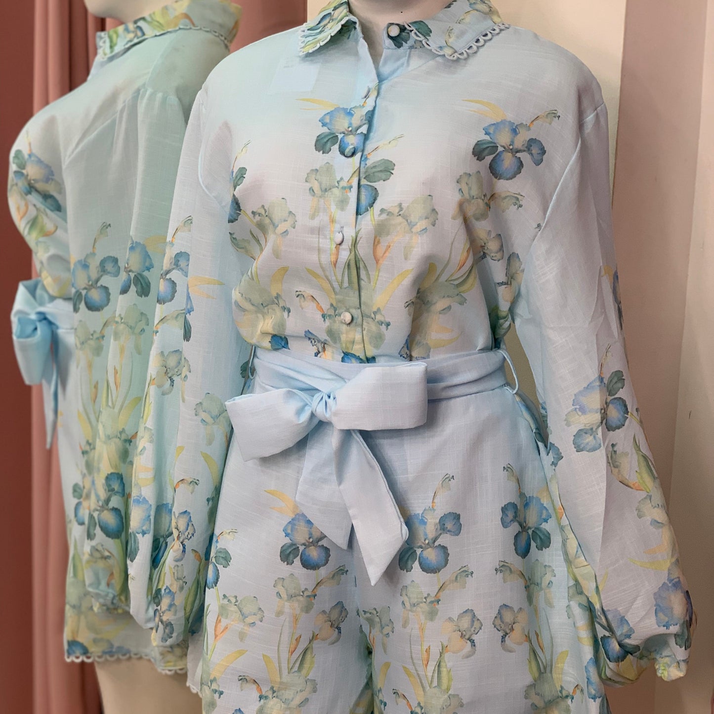 THE HARPER LINEN SET BABY BLUE