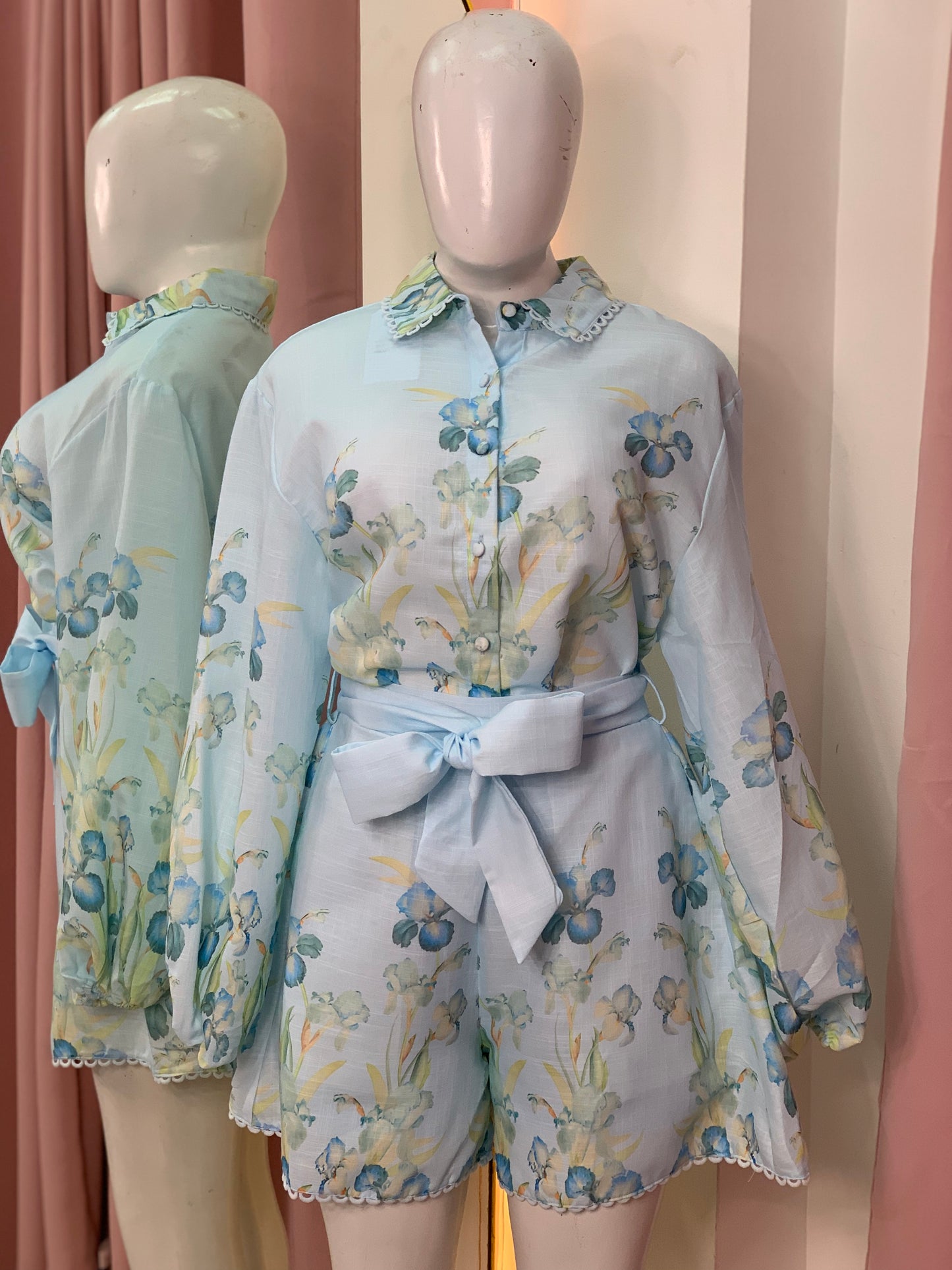 THE HARPER LINEN SET BABY BLUE