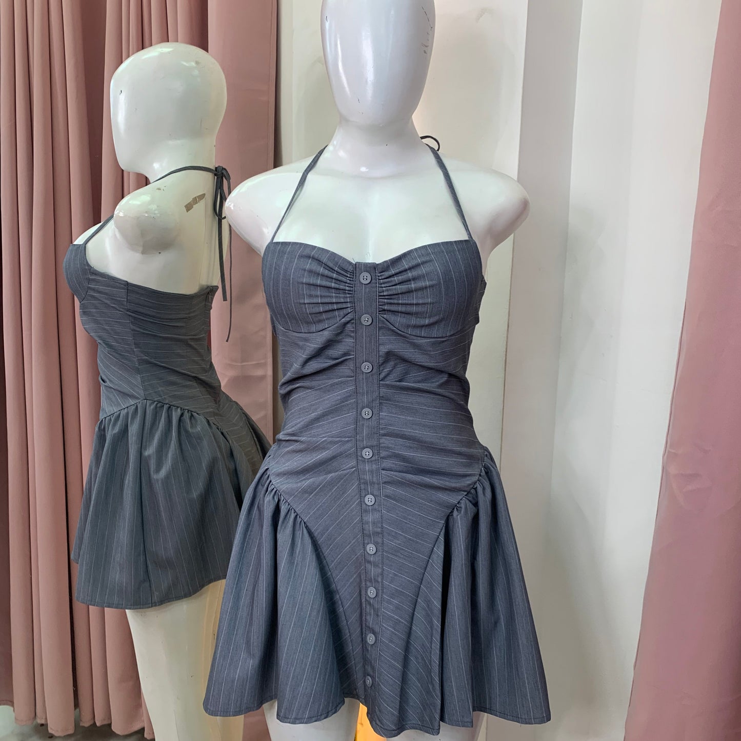 VESTIDO MINI CLARA GRIS