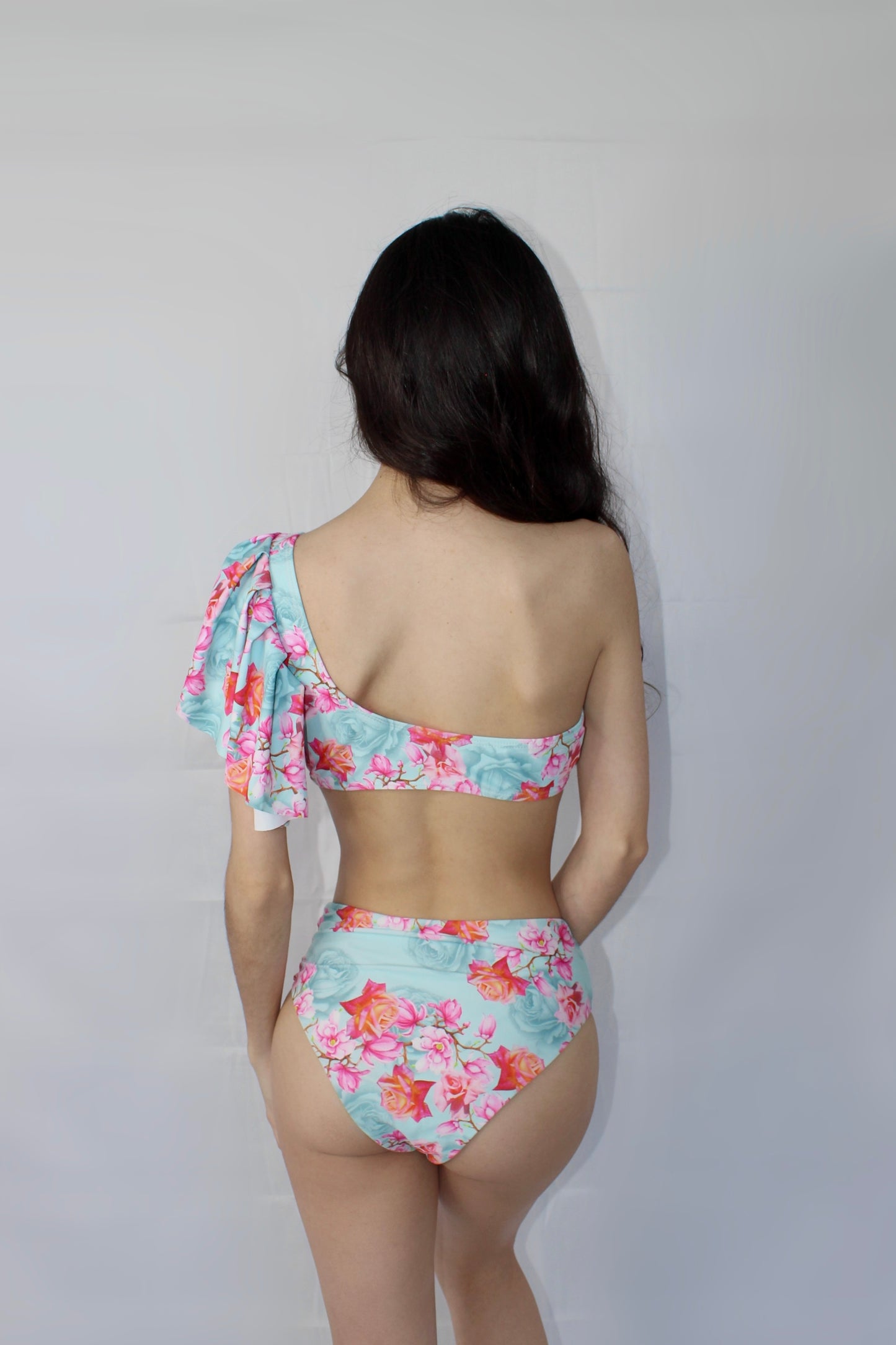 MONOKINI AZUL CIELO CO NARANJA Y CINTO