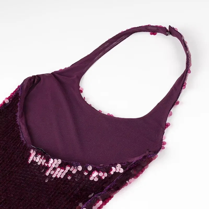 VESTIDO LENTEJUELA MORADO