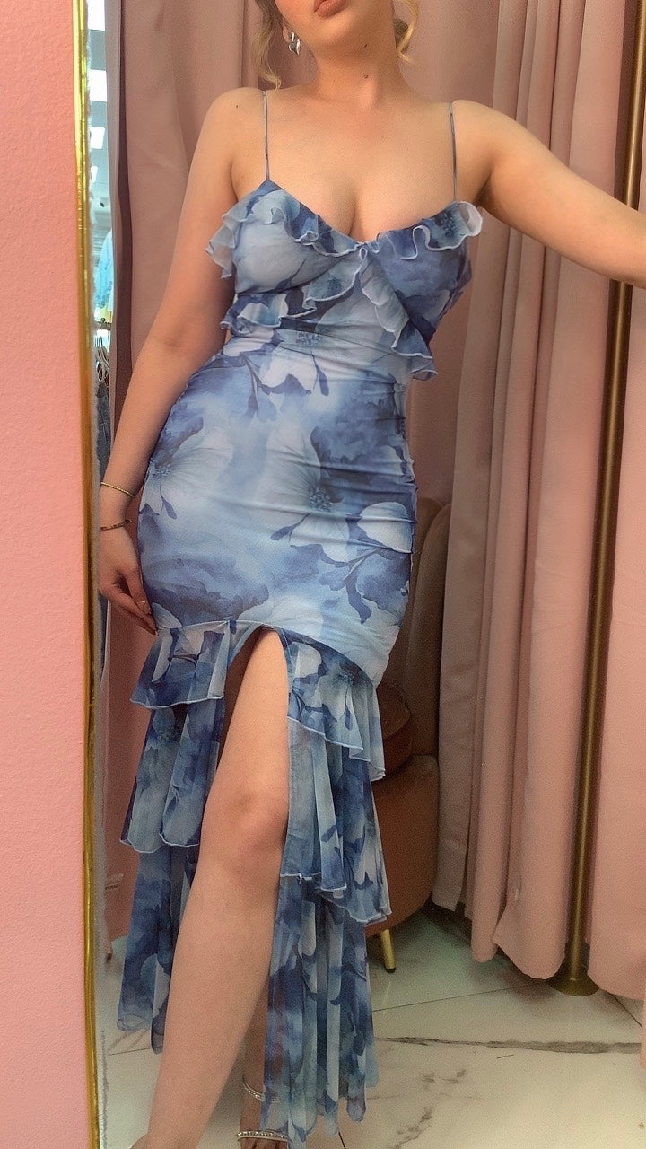 VESTIDO MAXI MONIKE AZUL MESH OLANES