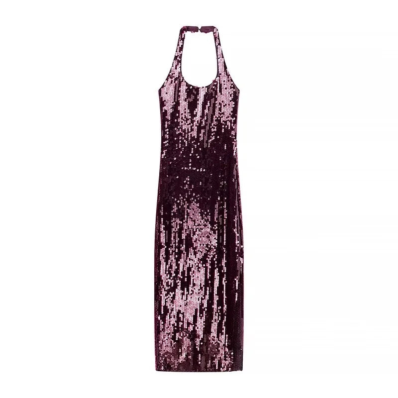 VESTIDO LENTEJUELA MORADO