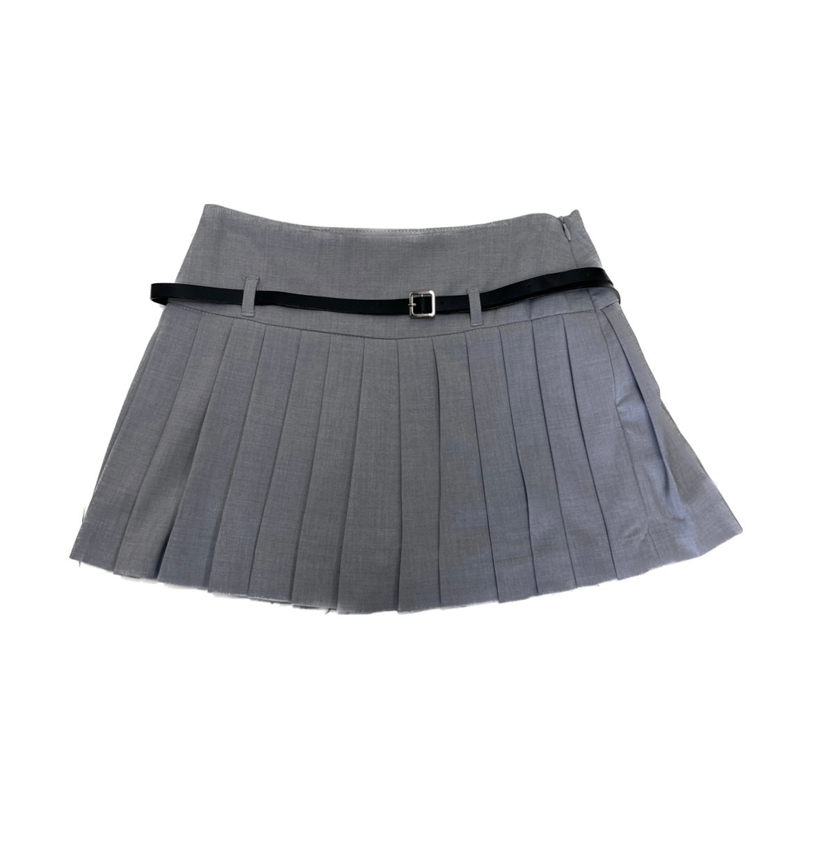 FALDA TABLEADA GRIS CON CINTO