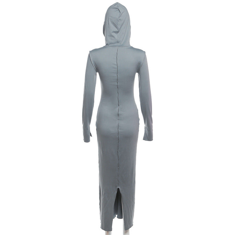 VESTIDO MANGA LARGA CON CAPUCHA