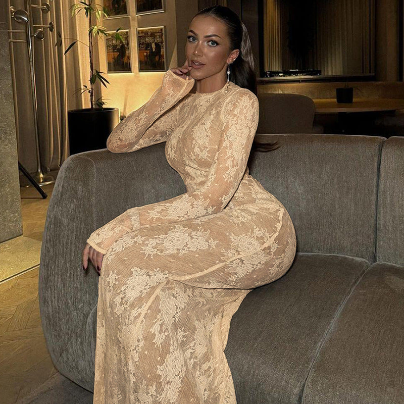 VESTIDO ENCAJE NUDE
