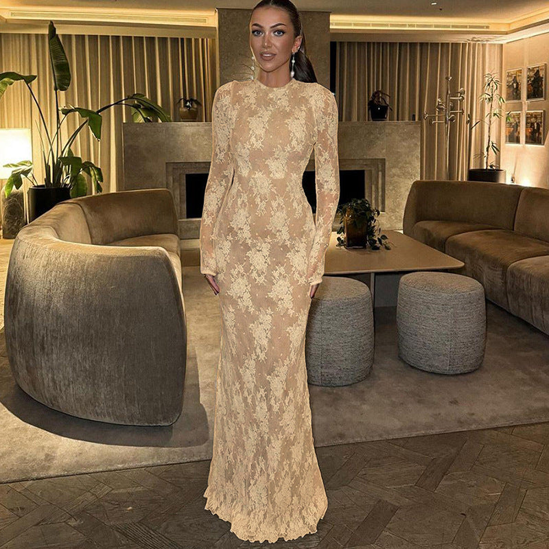 VESTIDO ENCAJE NUDE