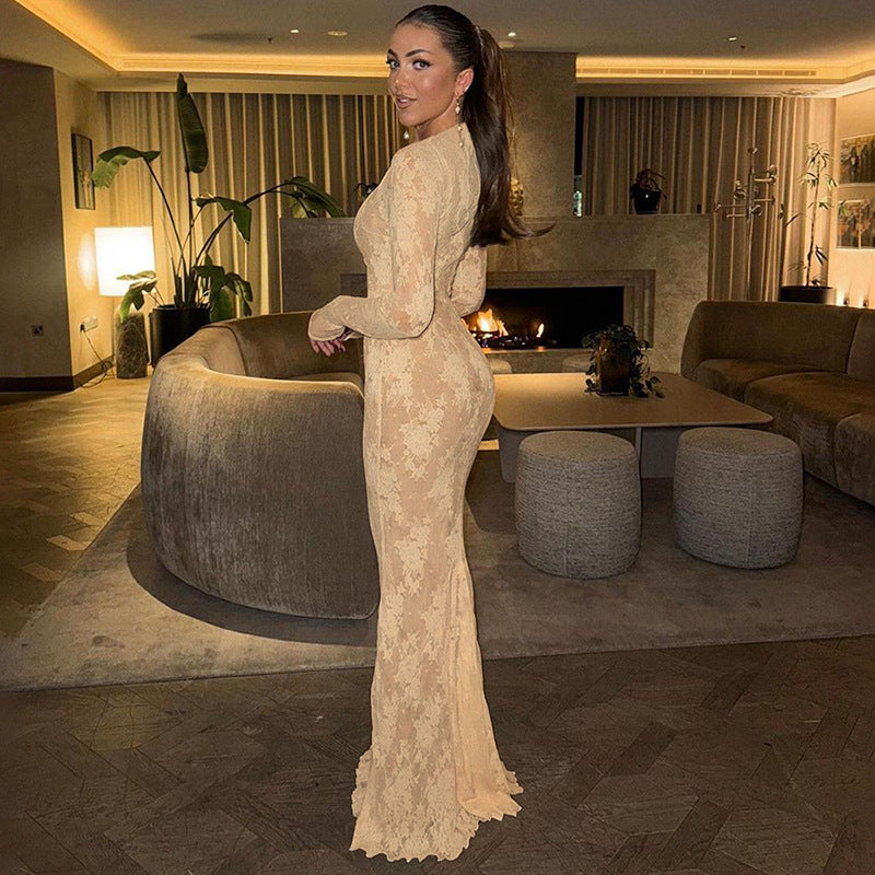 VESTIDO ENCAJE NUDE