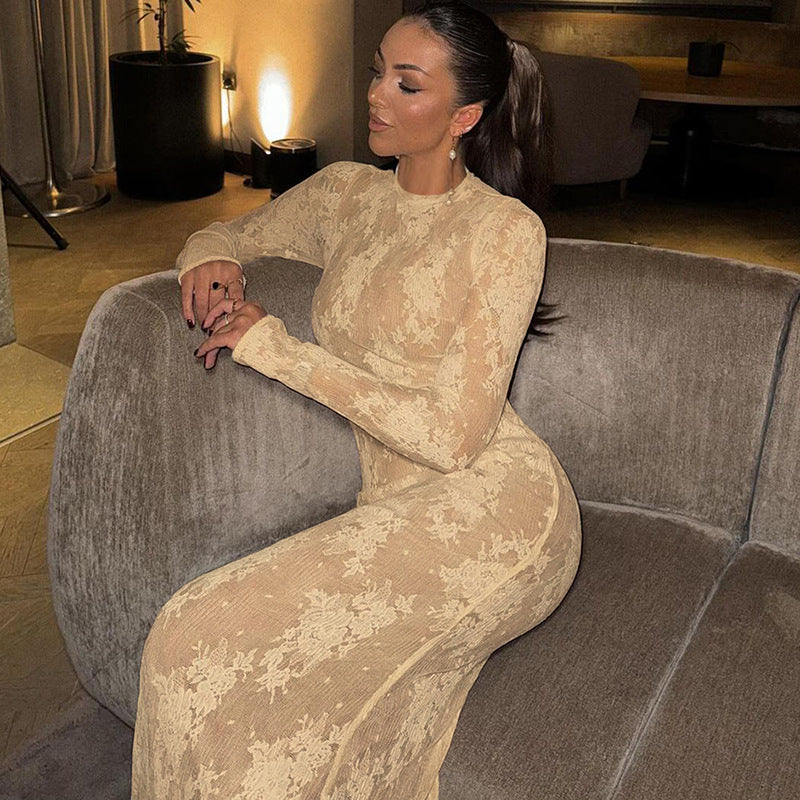 VESTIDO ENCAJE NUDE