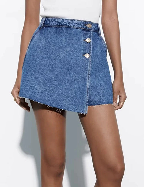 SHORT-FALDA CRUZADA BOTONES AZUL FUERTE
