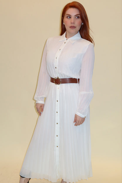 VESTIDO MANGA LARGA CON CINTO