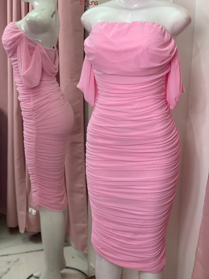 VESTIDO MIDI MESH VIVIAN BABY PINK