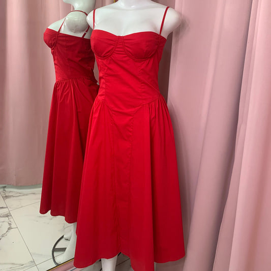SCARLETT DRESS MIDI ROJO