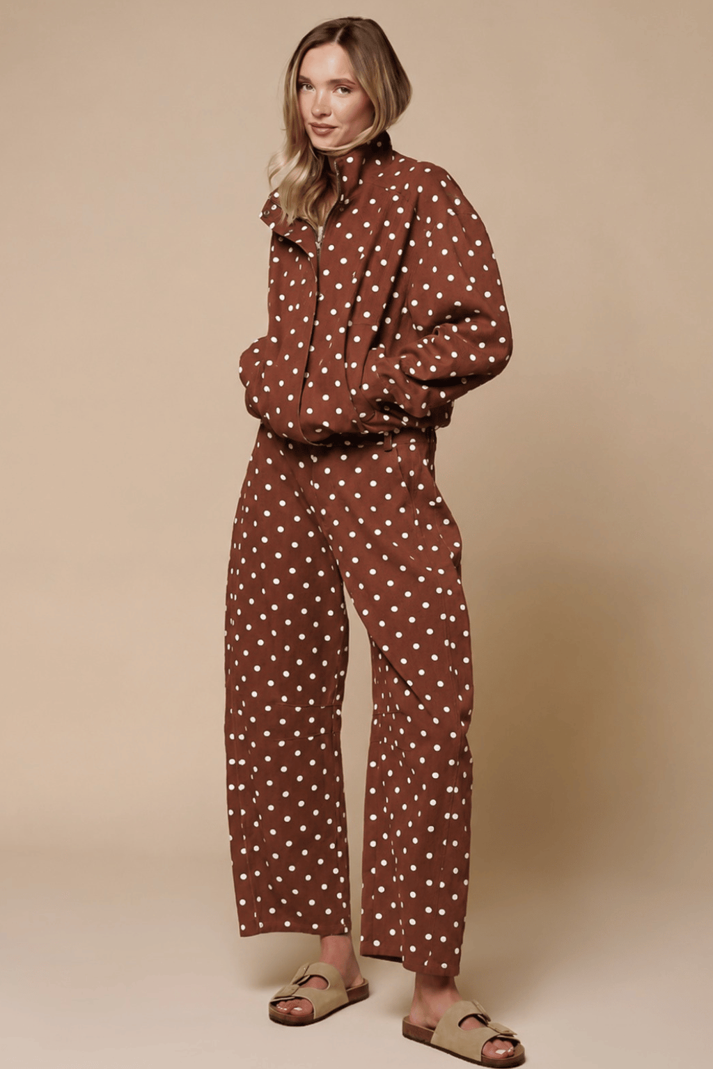 CONJUNTO LANCY POLKA DOT DENIM HIGH NECK