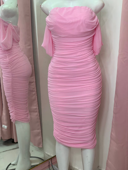 VESTIDO MIDI MESH VIVIAN BABY PINK