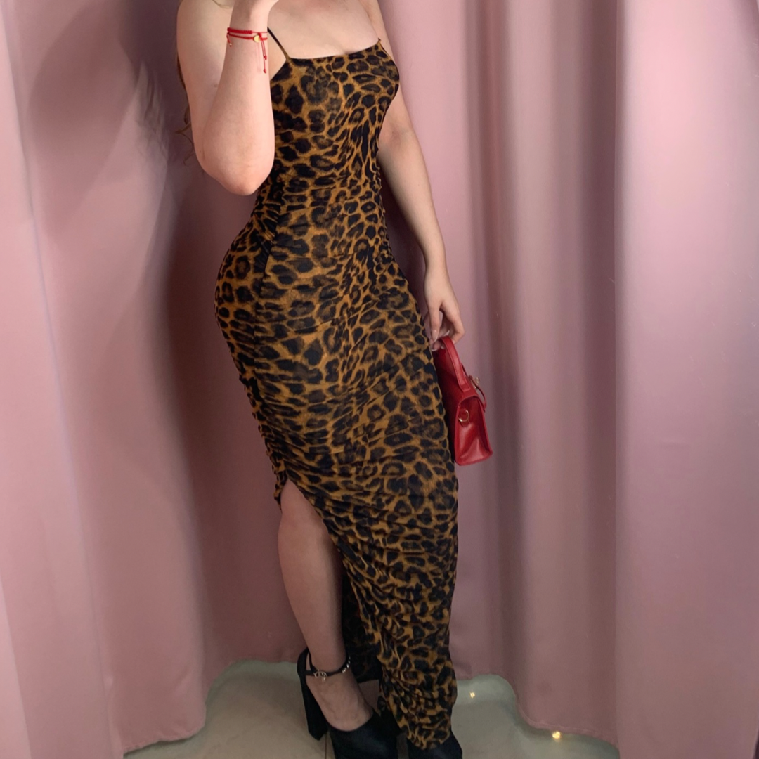 VESTIDO LARGO ANIMAL PRINT