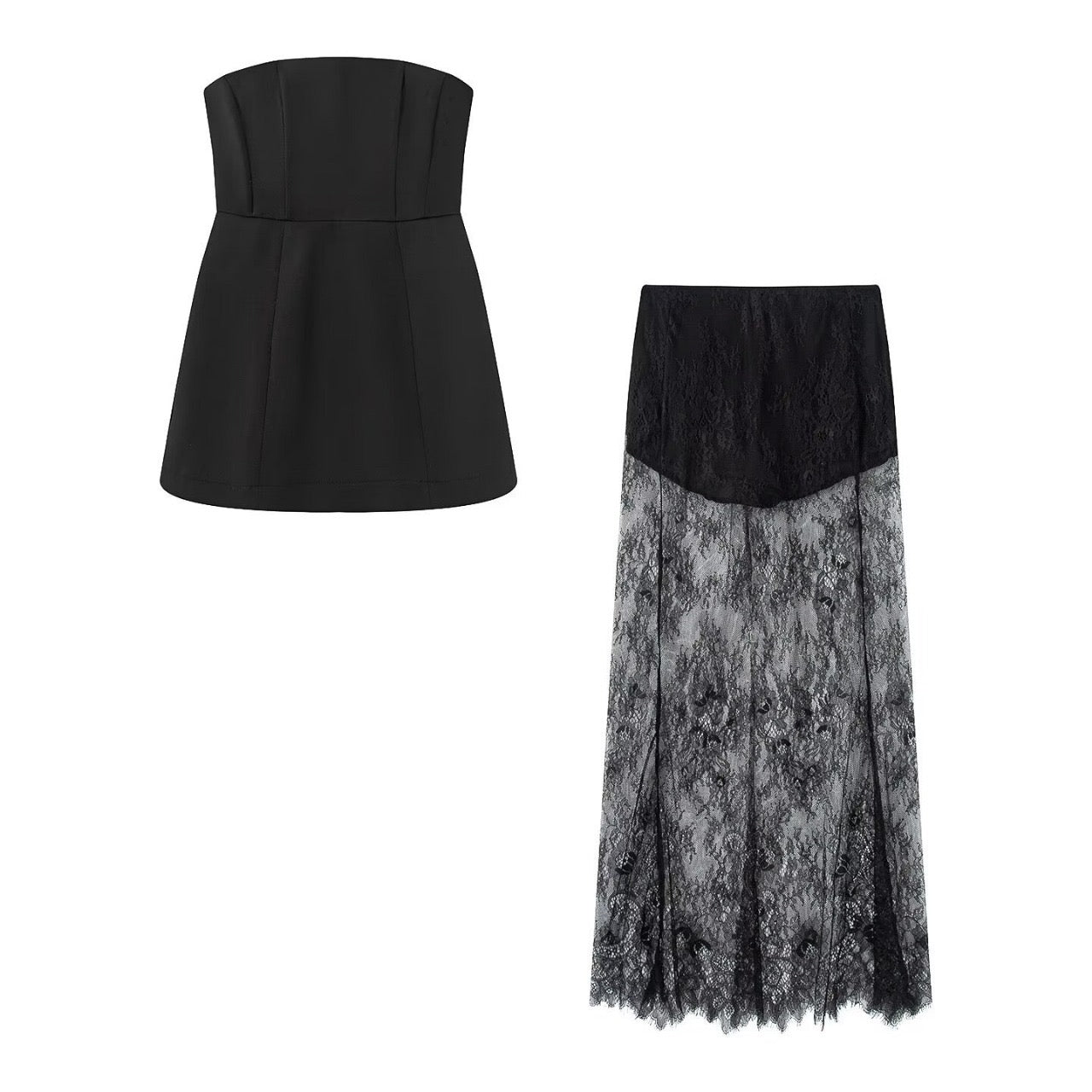 VESTIDO ROMINA CON ENCAJE NEGRO