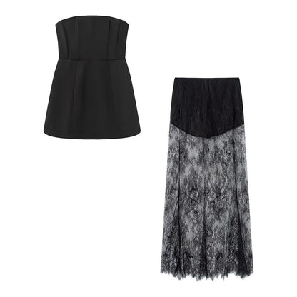 VESTIDO ROMINA CON ENCAJE NEGRO
