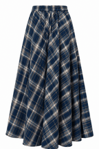 FALDA DEVI MAXI A CUADROS NAVY