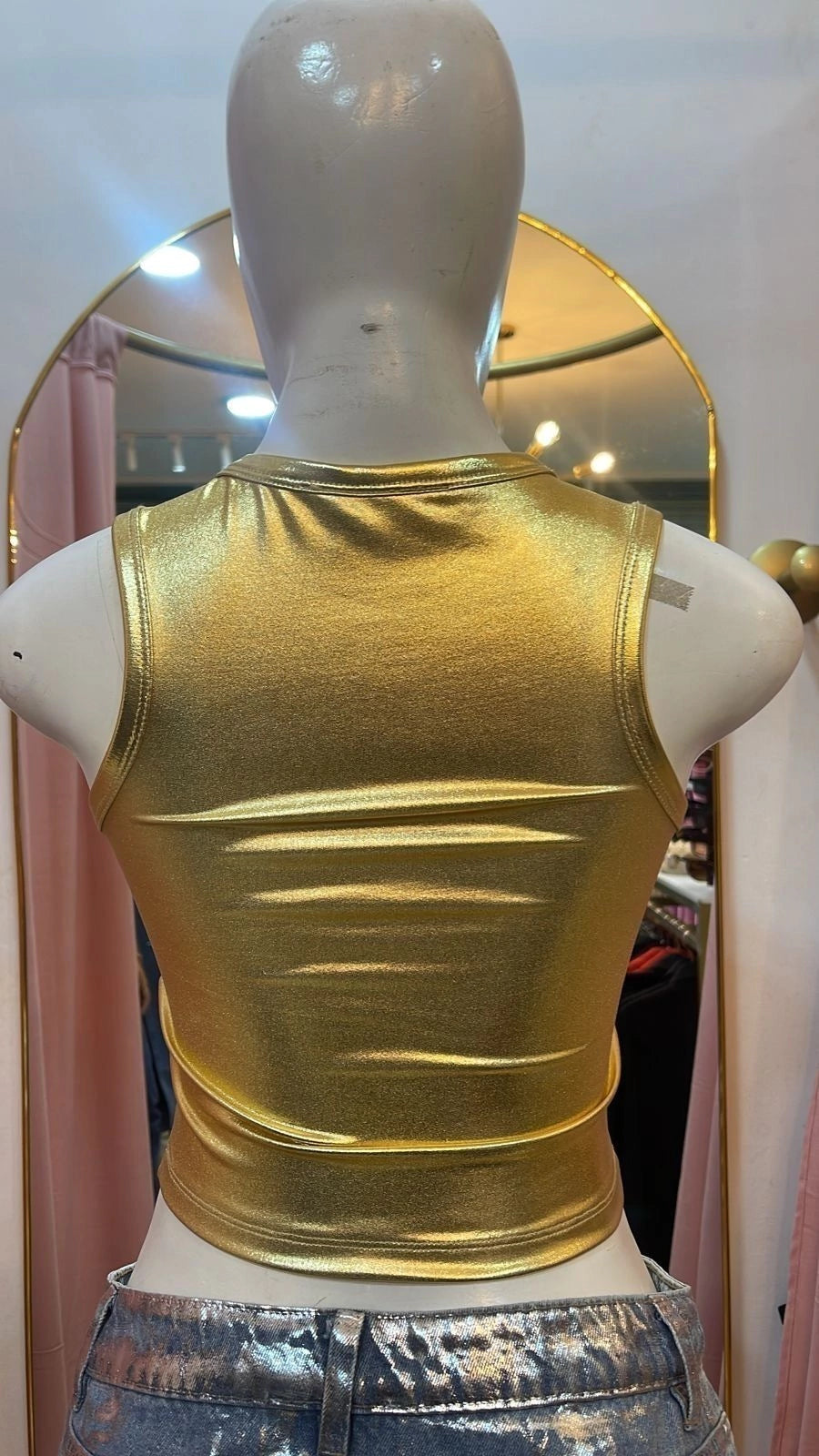 BLUSA CORTA METALIZADO DORADA