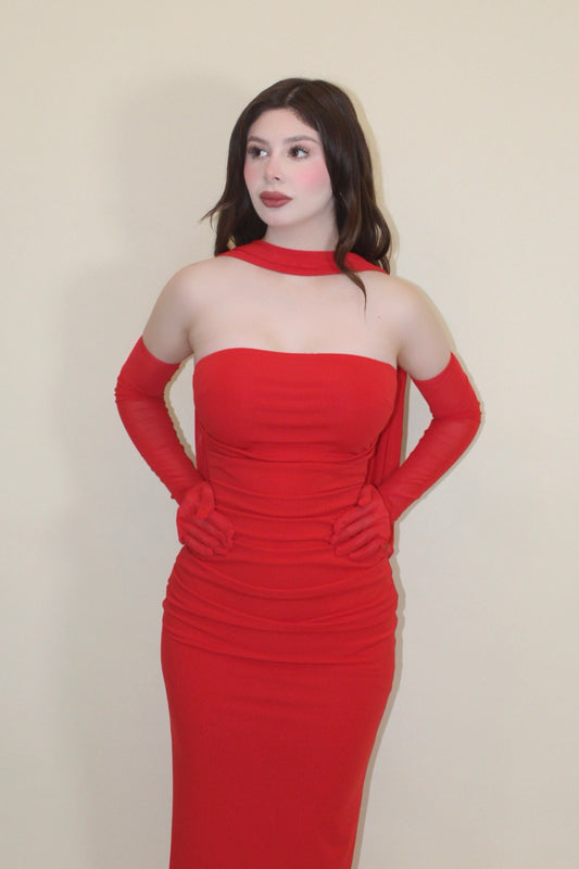 VESTIDO PERLA ROJO
