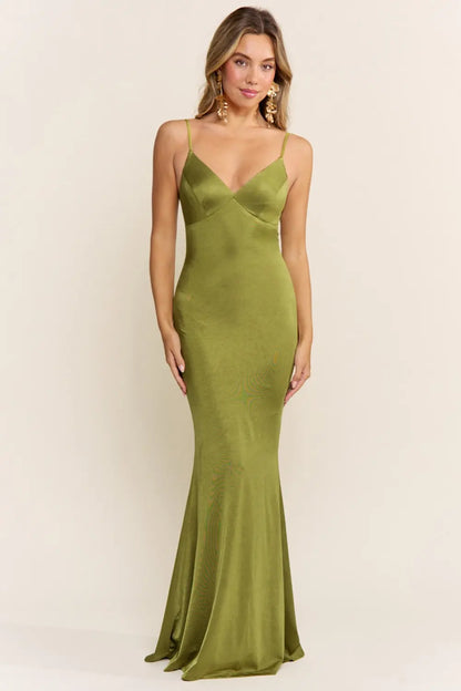 VESTIDO MAXI  CORALINE WITH ORGANZA GREEN