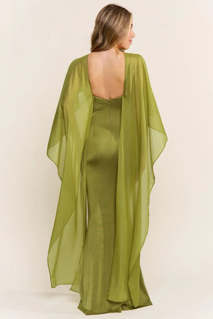 VESTIDO MAXI  CORALINE WITH ORGANZA GREEN