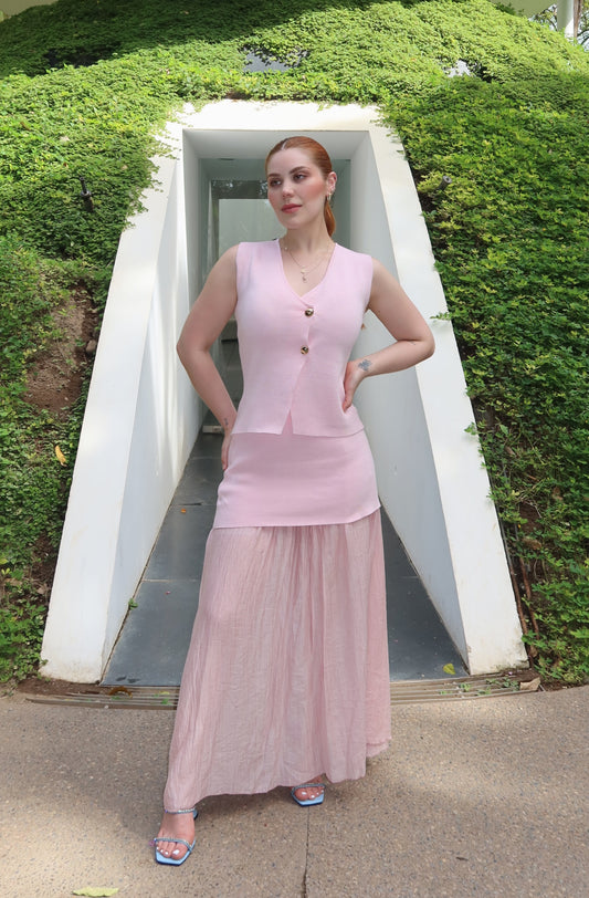 SET CHARLOTTE  ROSA CHALECO + FALDA