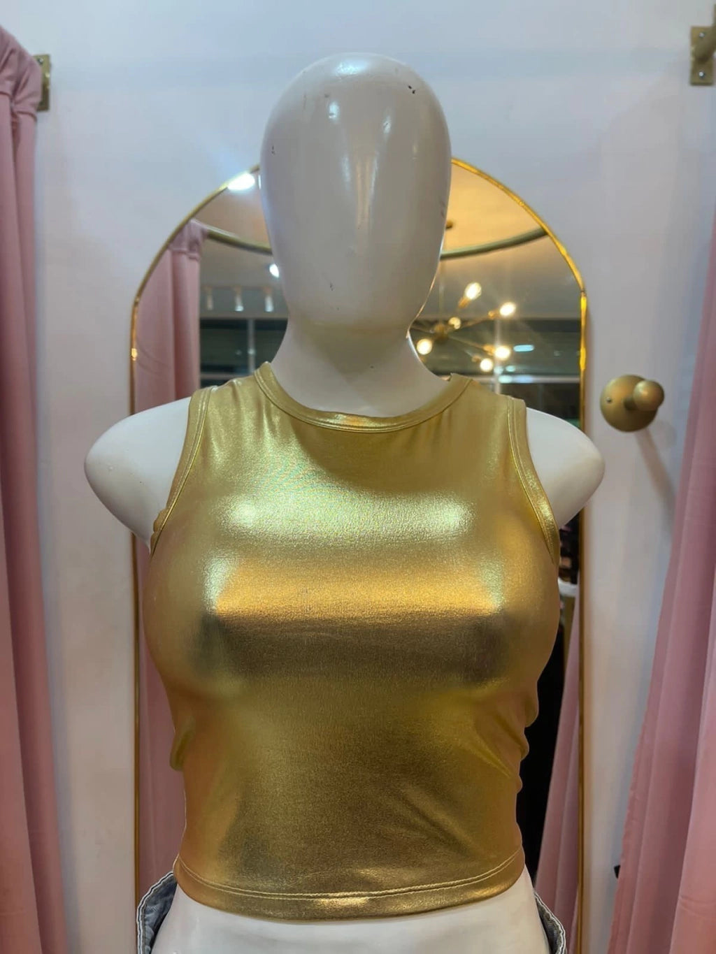BLUSA CORTA METALIZADO DORADA