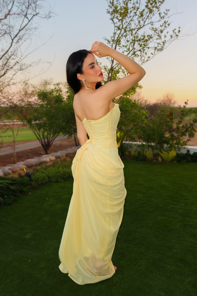 VESTIDO MONET YELLOW BUTTER MAXI