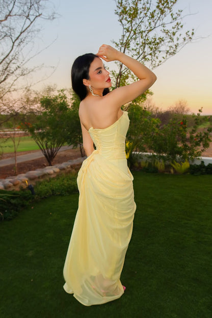 VESTIDO MONET YELLOW BUTTER MAXI