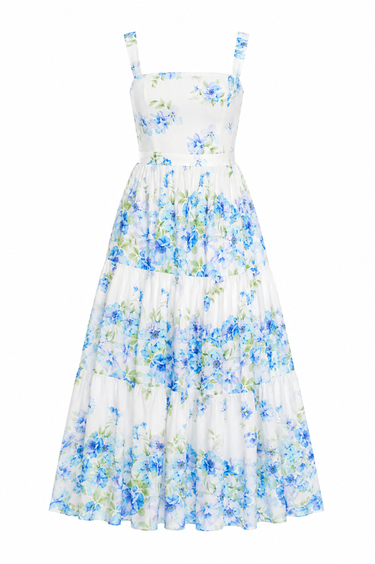 VESTIDO MAXI FLORAL CIELO
