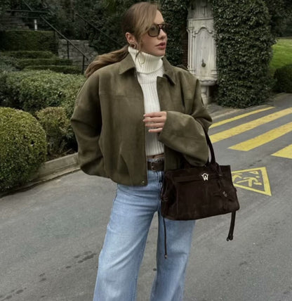 CHAMARRA BOMBER ALIRA VERDE OLIVO