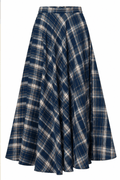 FALDA DEVI MAXI A CUADROS NAVY