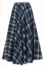 FALDA DEVI MAXI A CUADROS NAVY