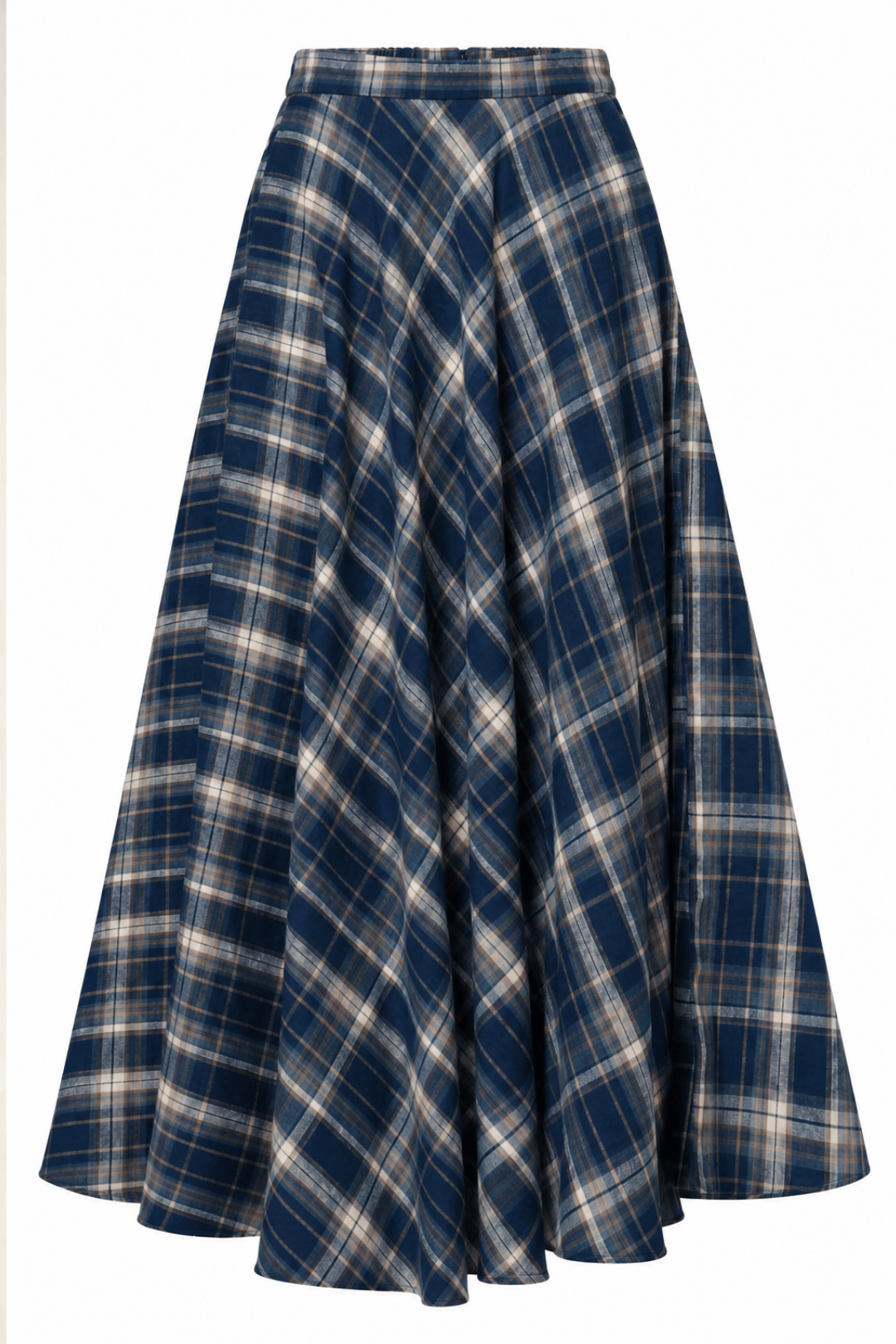 FALDA DEVI MAXI A CUADROS NAVY