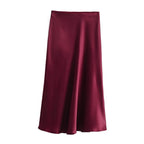 FALDA BURGUNDY SATIN