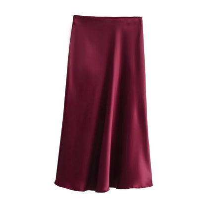 FALDA BURGUNDY SATIN