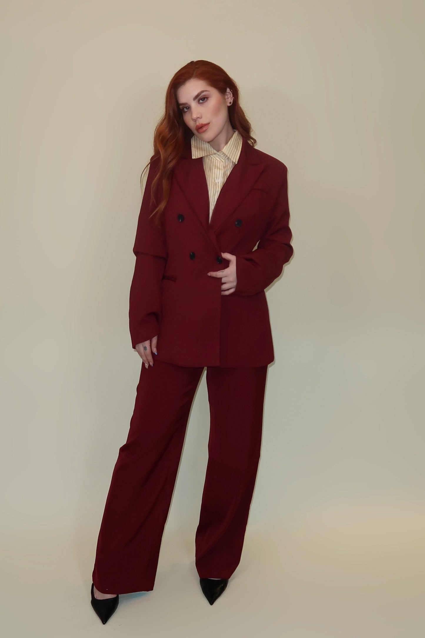 CONJUNTO BLAZER+PANTALON DE VESTIR BURGUNDY