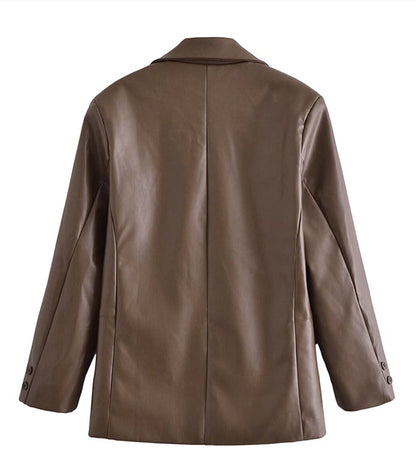 BLAZER CAFE EFECTO PIEL OFELIA