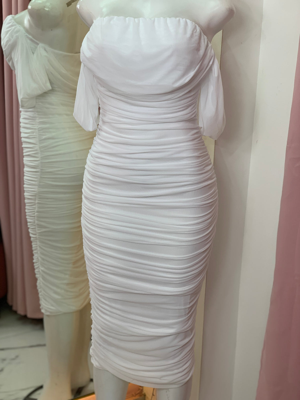 VESTIDO MIDI MESH VIVIAN BLANCO