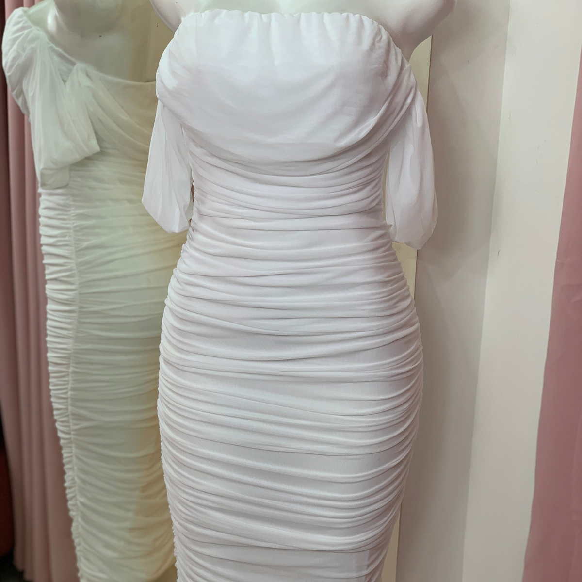 VESTIDO MIDI MESH VIVIAN BLANCO