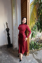 FALDA BURGUNDY SATIN