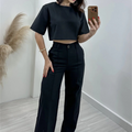 CONJUNTO NEGRO BLUSA CORTA