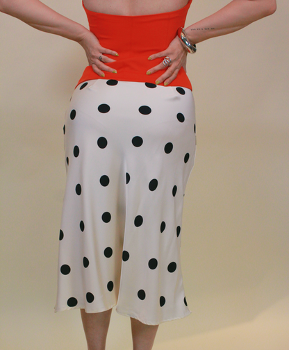 FALDA FARAH BLANCA POLKA DOT